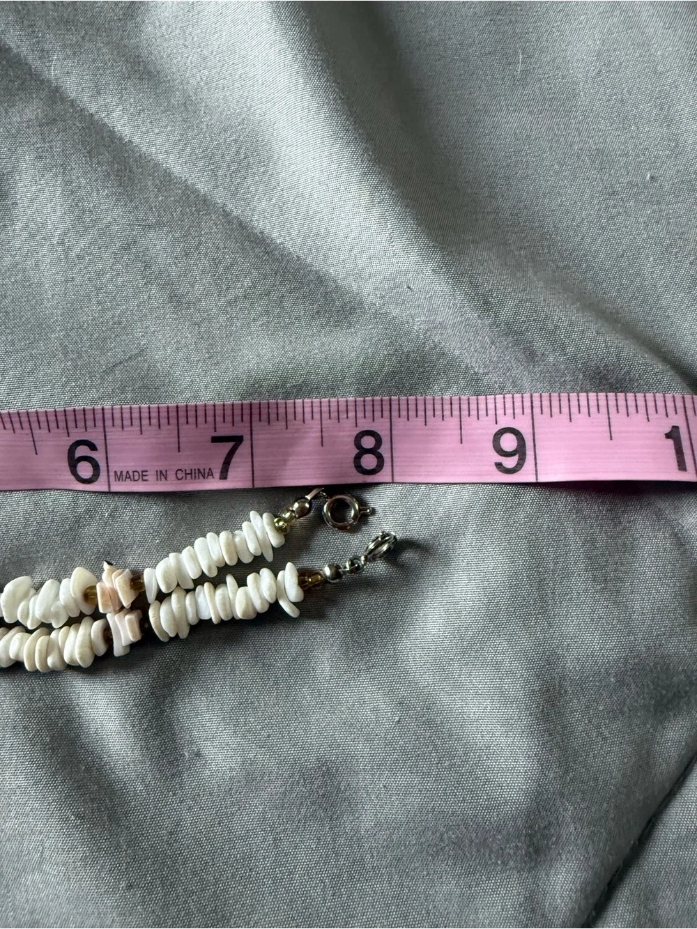 white and pink Puka Shell Bracelets 8” set of 2
